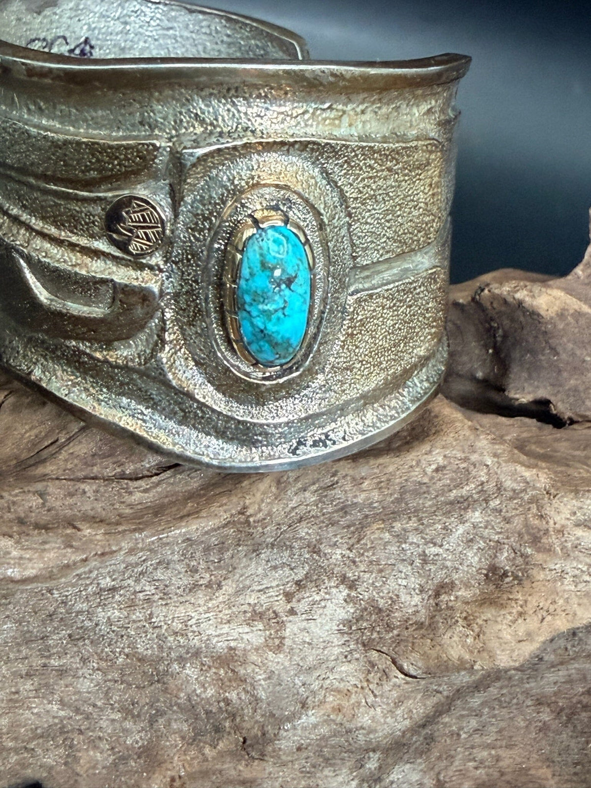Sterling Silver/14K/Turq/Coral Tufa Cast Cuff - CMH241
