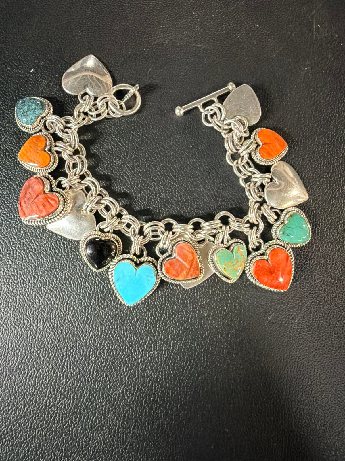 Sterling Silver/Multi-stone Heart Bracelet - BRMH1