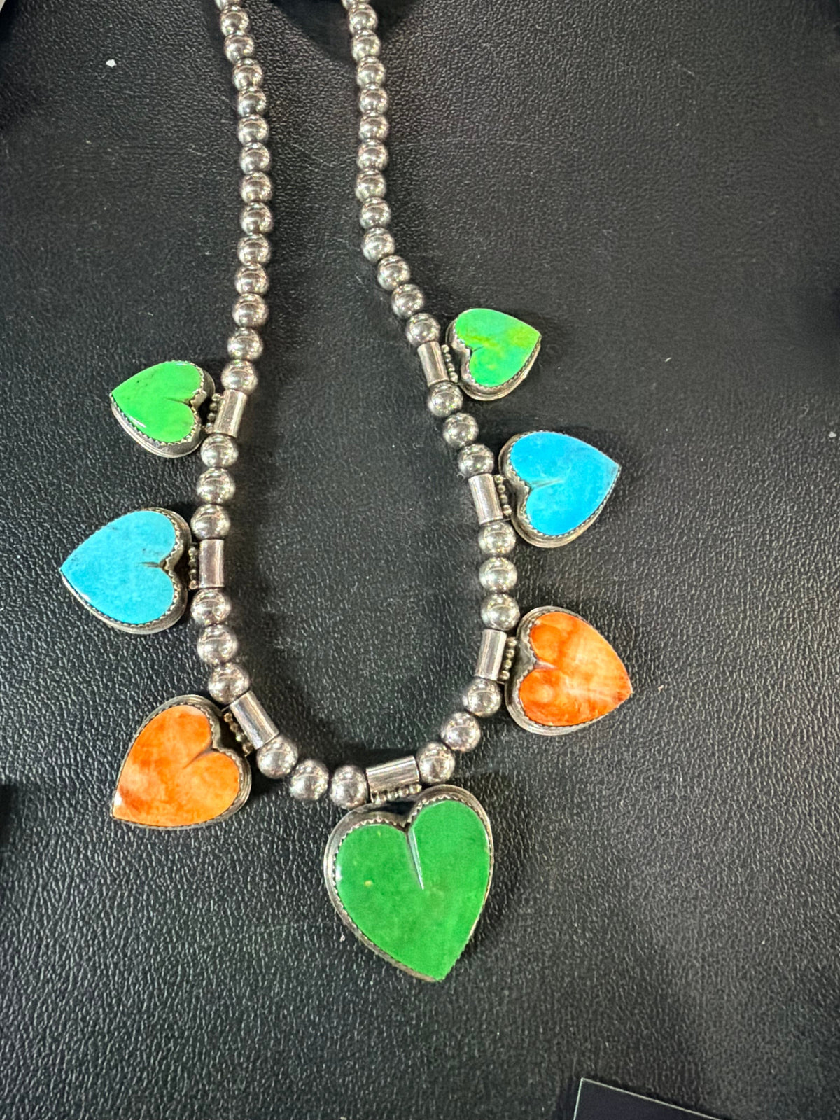Sterling Silver/Multi-stone Heart Necklace