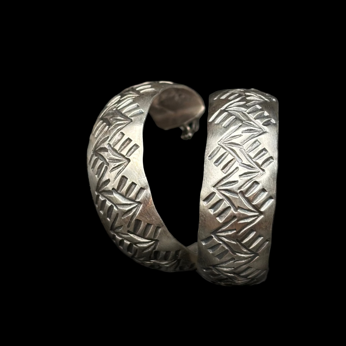 Sterling Stamped Hoop Earrings - EAZ193