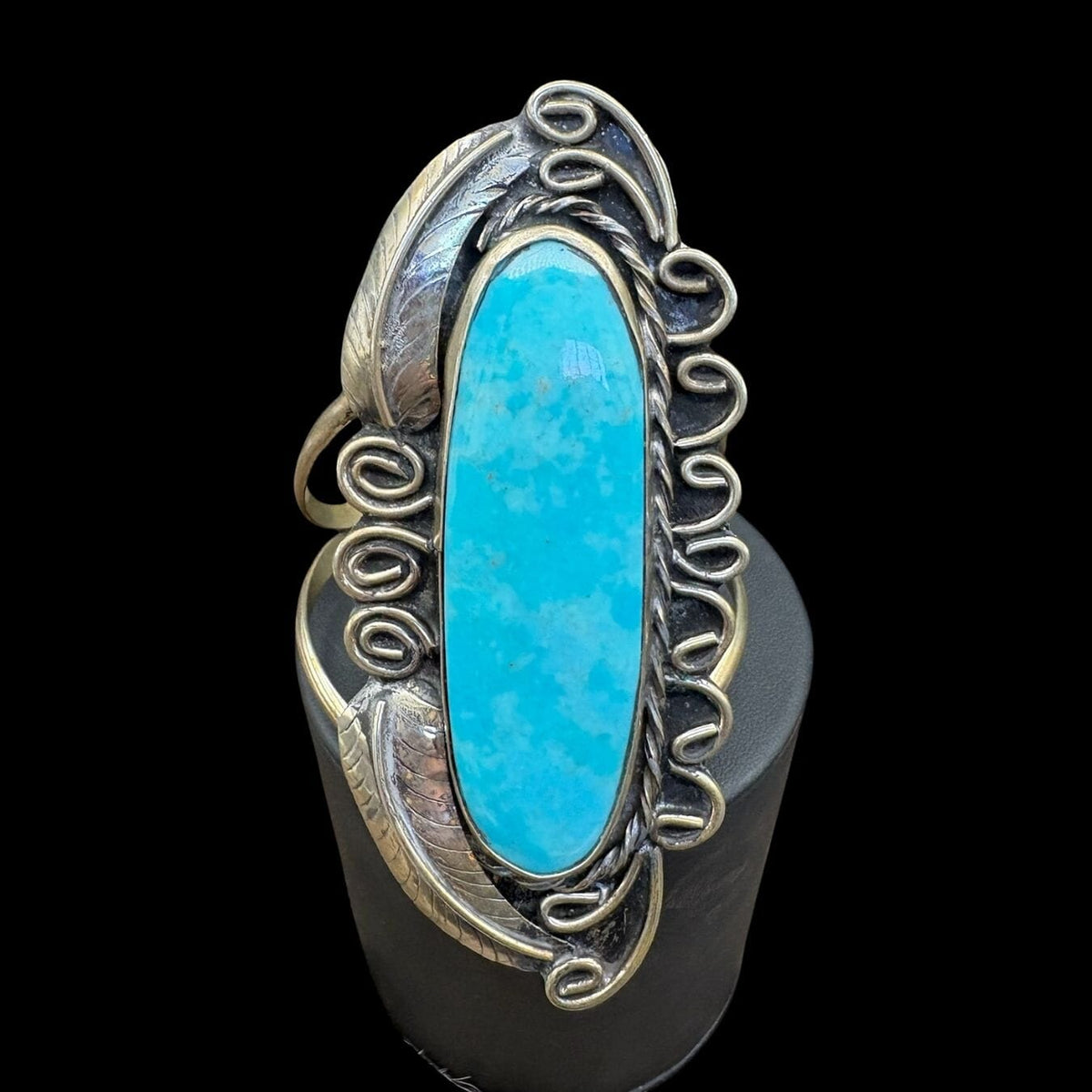 Sterling w/ Large Oval Turquoise Stone Cuff w/Mark - CMH319