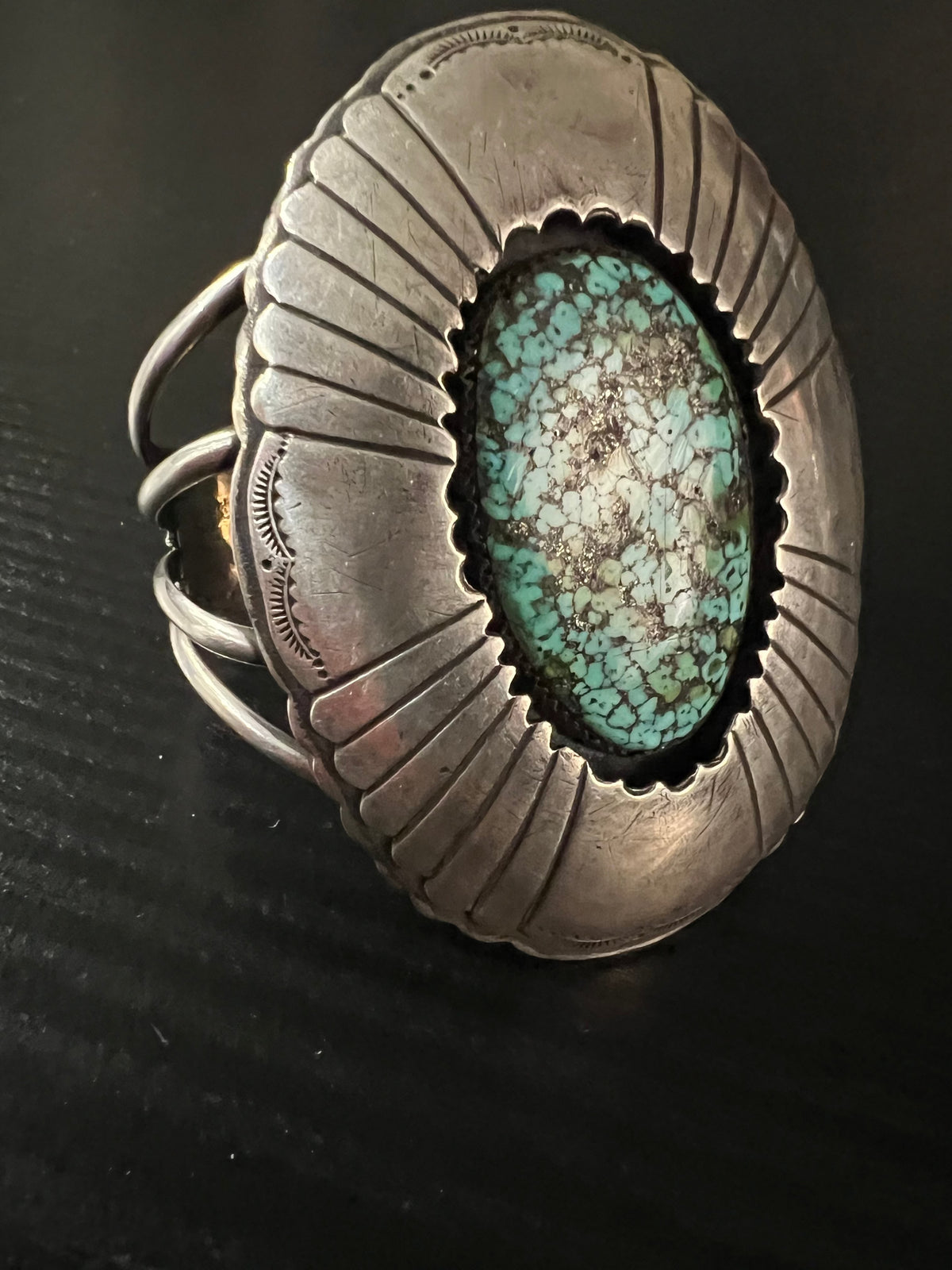 Sterling/Turquoise Shadow Cuff - CMH192