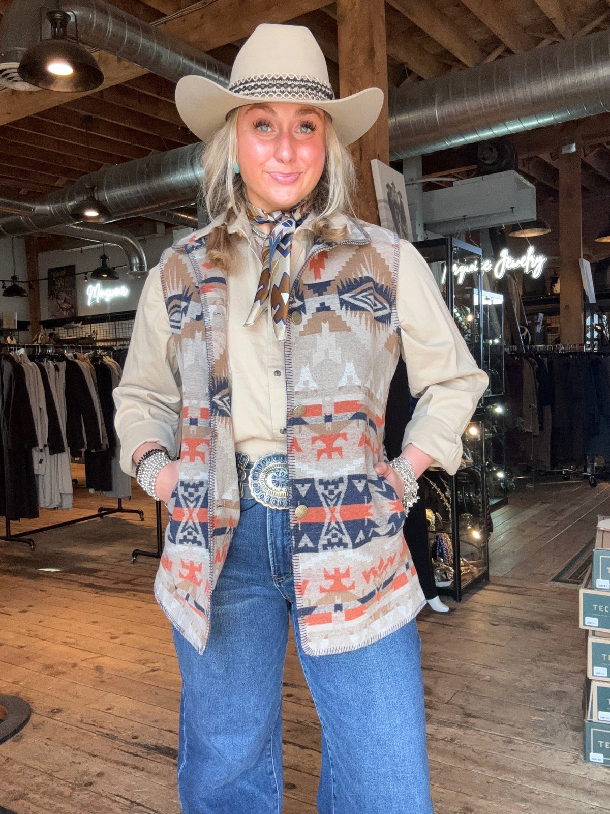 Stockard Vest -Navy/Rust - 29655N