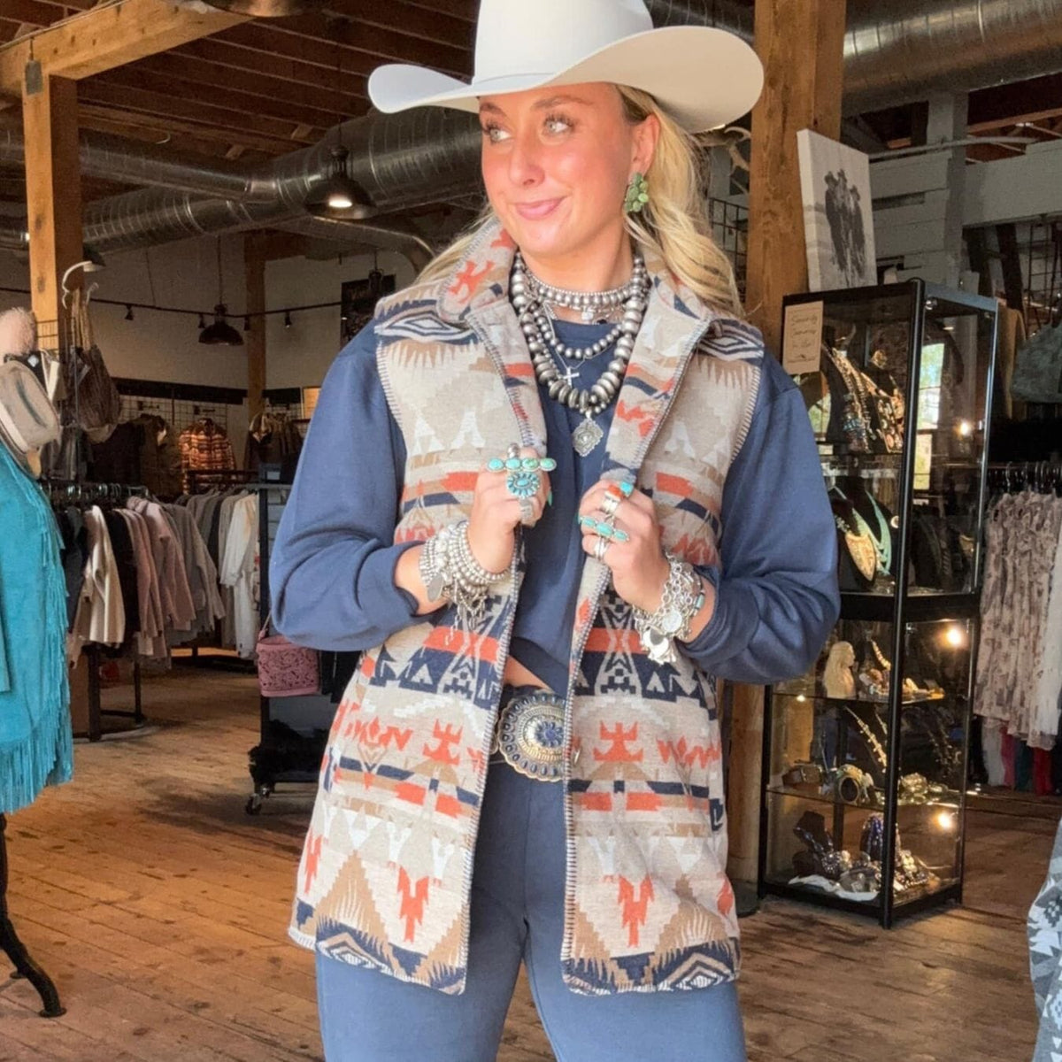 Stockard Vest -Navy/Rust - 29655N