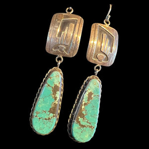 Stormy Mountain Turquoise/Stamped Sterling Silver Earring - EVO7