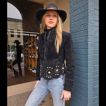 Suede Concho Jacket - Black - Scully - JSY3