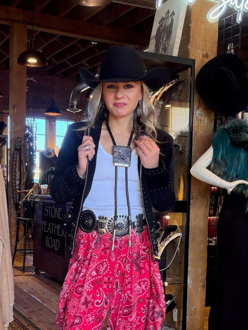 Suede Concho Jacket - Black - Scully - L191