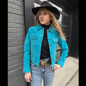 Suede Jean Jacket - Turquoise - Scully - JSY29