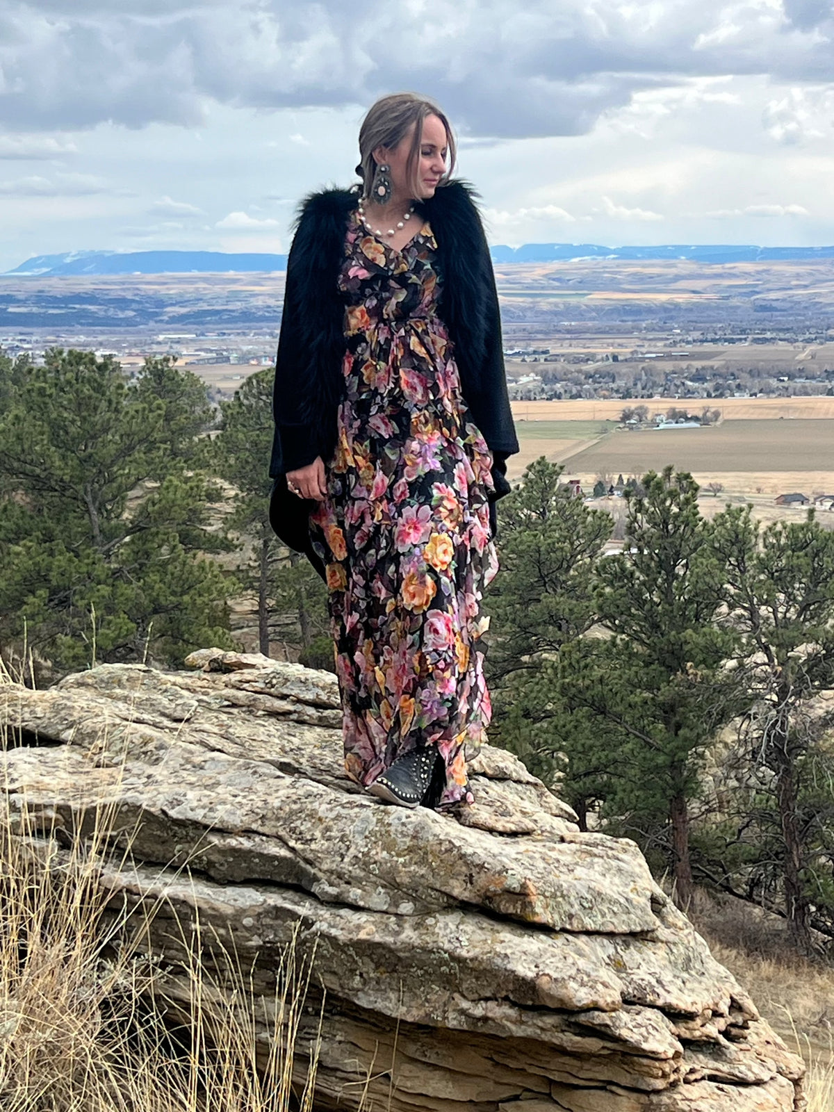 Suri Ruffle Maxi Dress - Kasumi - Johnny Was - L38023 STONE FEATHER ROAD Suri Ruffle Maxi Dress - Kasumi - Johnny Was - L38023 STONE FEATHER ROAD