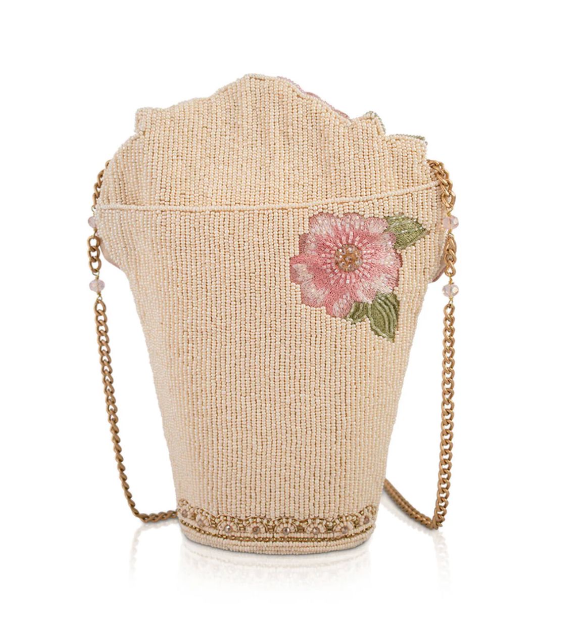 Sweet Pink Beaded Crossbody Handbag