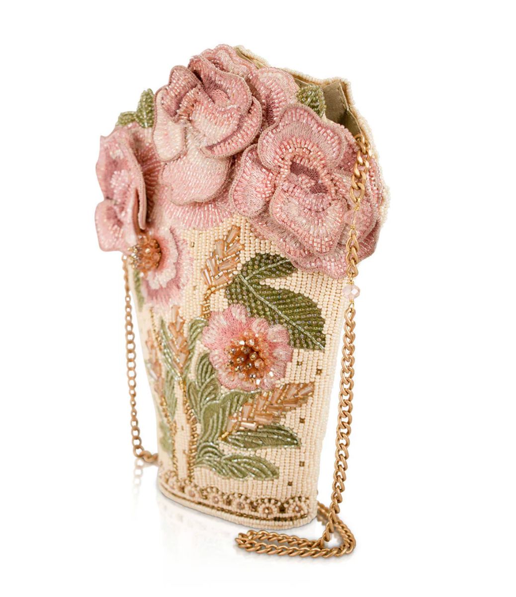 Sweet Pink Beaded Crossbody Handbag
