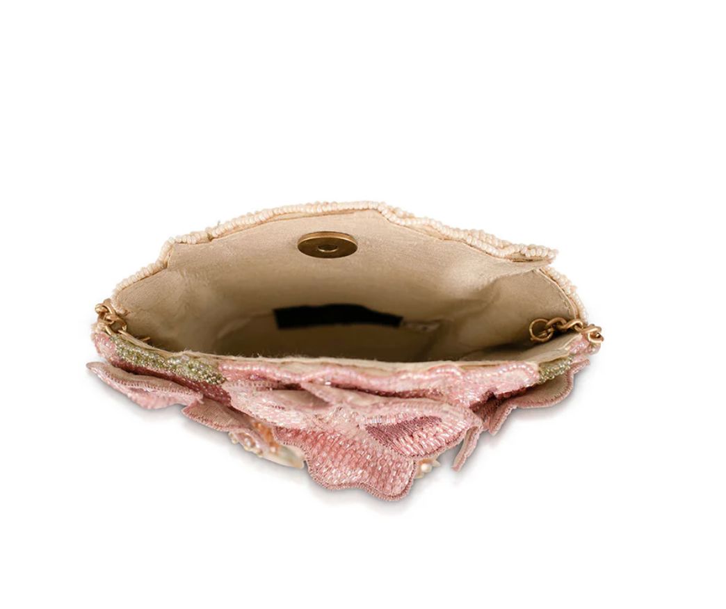 Sweet Pink Beaded Crossbody Handbag