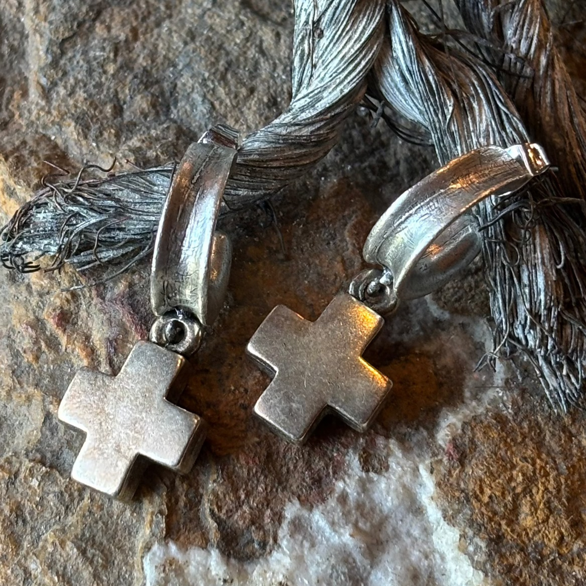 Swiss Cross Silver Earring - EV2-7B
