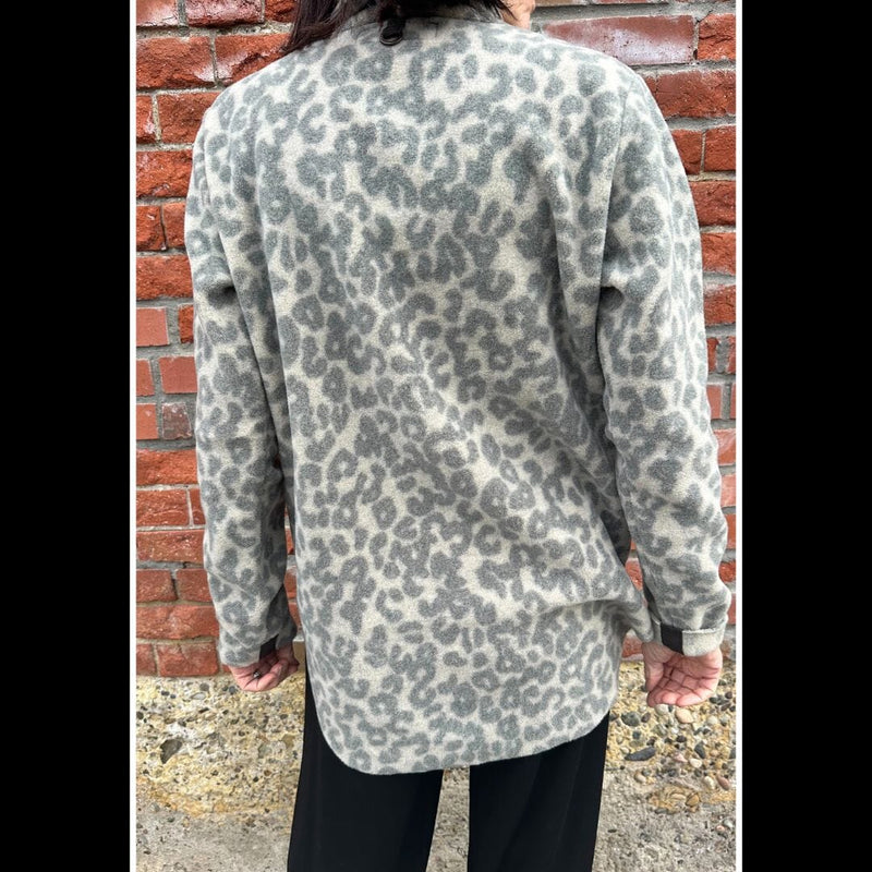 T-Neck Fleece Top - Henriette Steffensen - Leopard Grey - 1348P