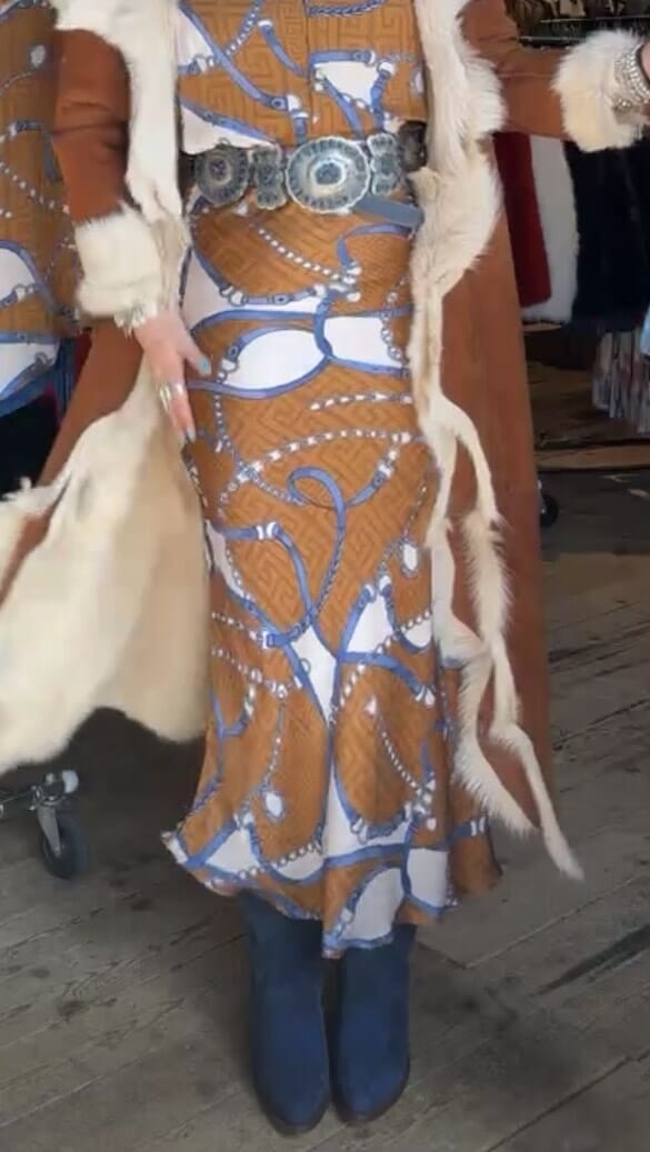 Tabac Print Hermes Maxi Skirt - 31581B