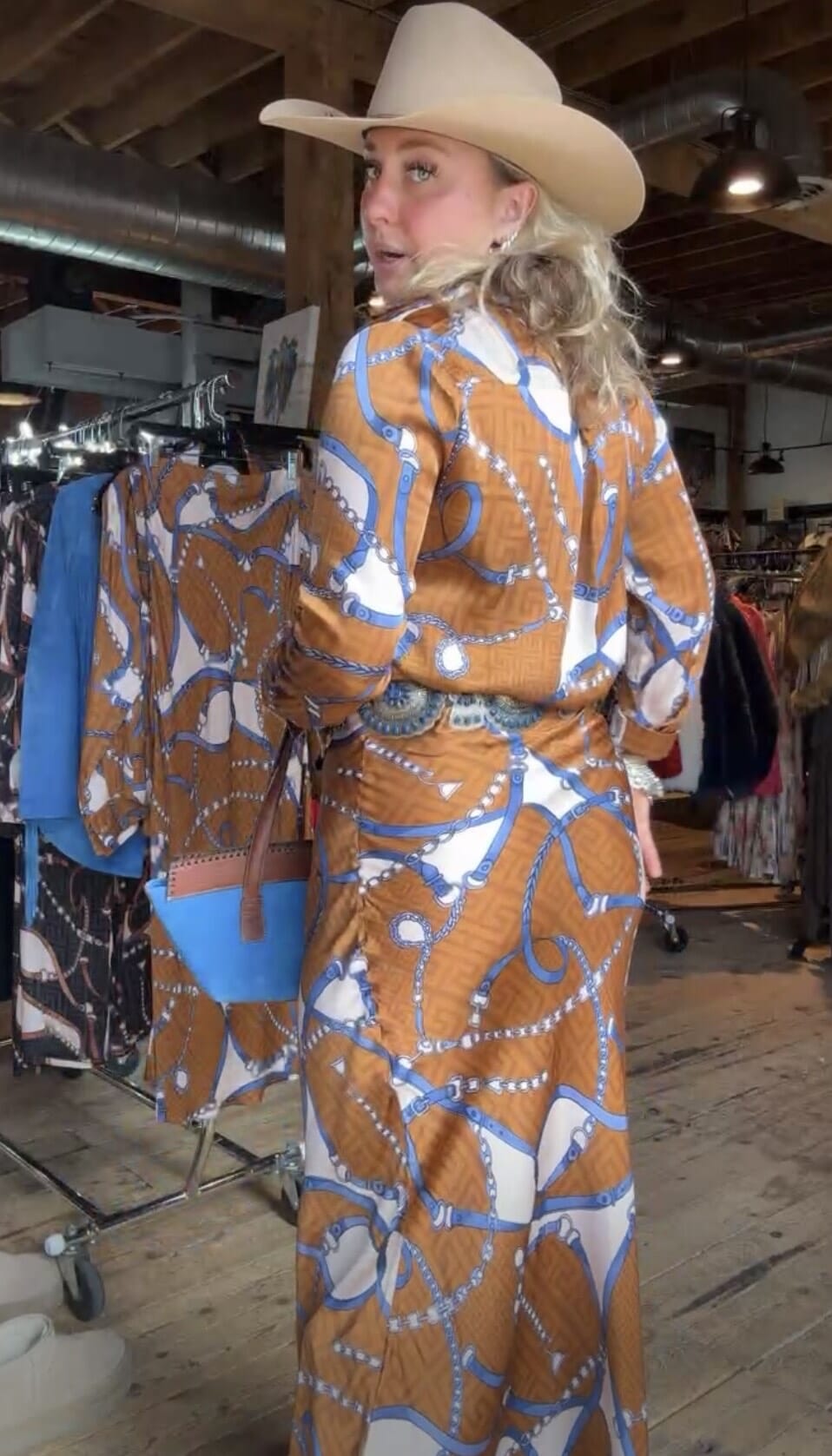 Tabac Print Hermes Maxi Skirt - 31581B