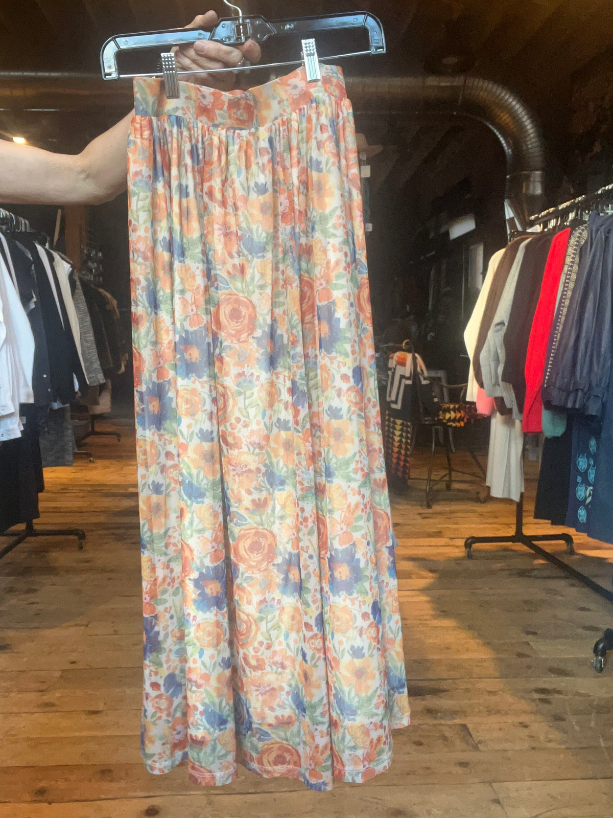 Tangerine Floral Mesh Skirt - 4561TF