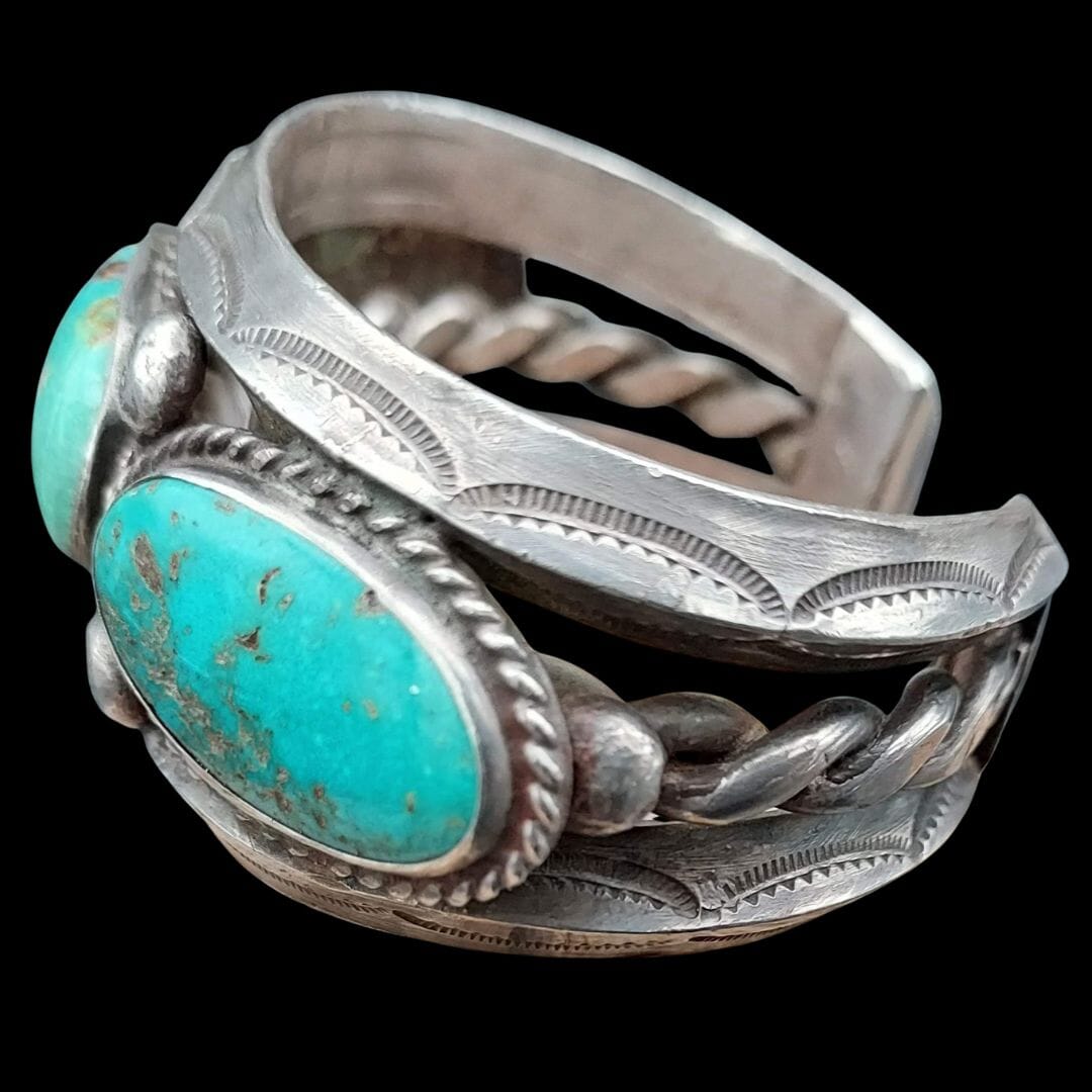 Three-Stone Oval Turquoise Cuff - CSAL1