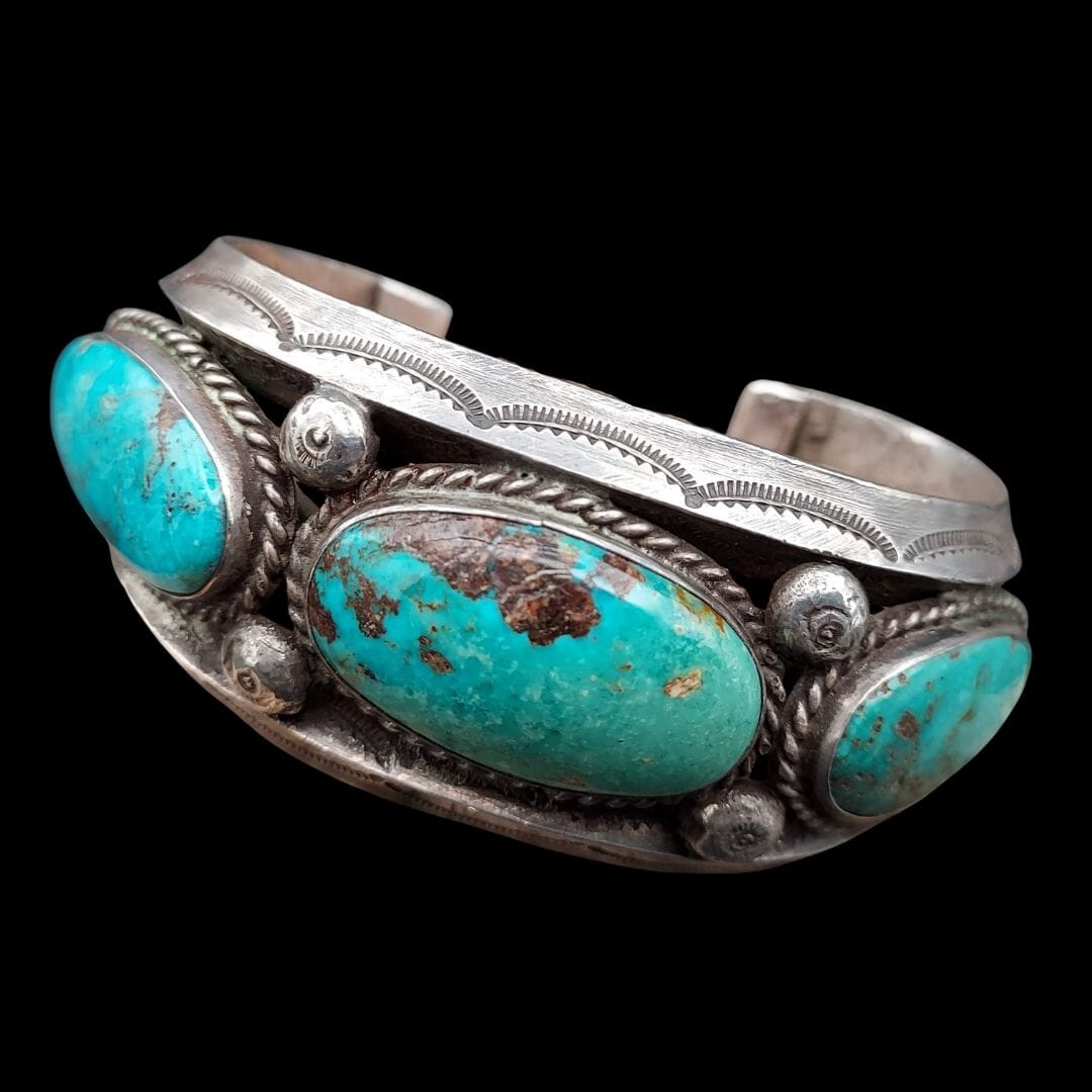 Three-Stone Oval Turquoise Cuff - CSAL1