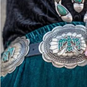 Thunder Bird/Turquoise Chip/German Silver Concho Belt - BBAR67