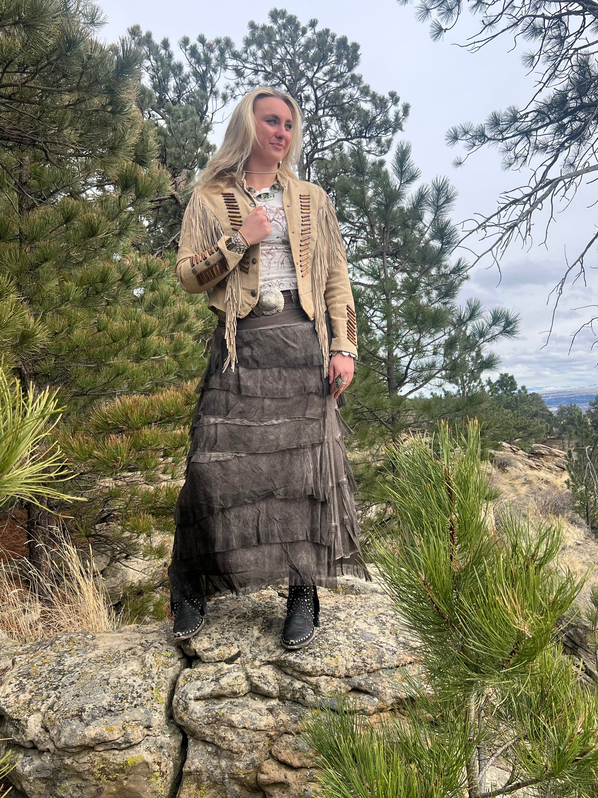 Tier Silk Skirt - Washed Chocolate - KGG1-WCC