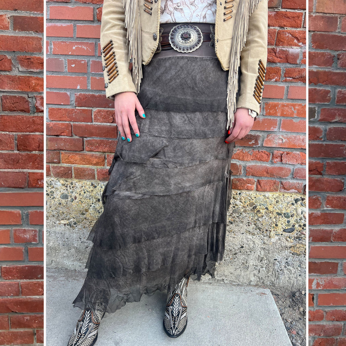 Tier Silk Skirt - Washed Chocolate - KGG1-WCC