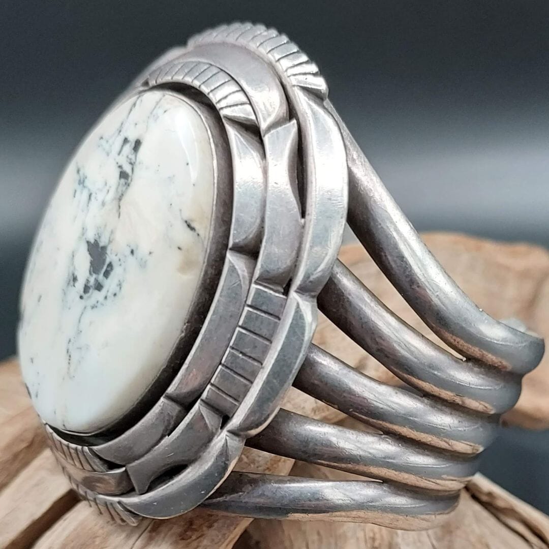 Tom Lewis White Buffalo Sterling Cuff — Vintage Collector’s Piece- CMH96