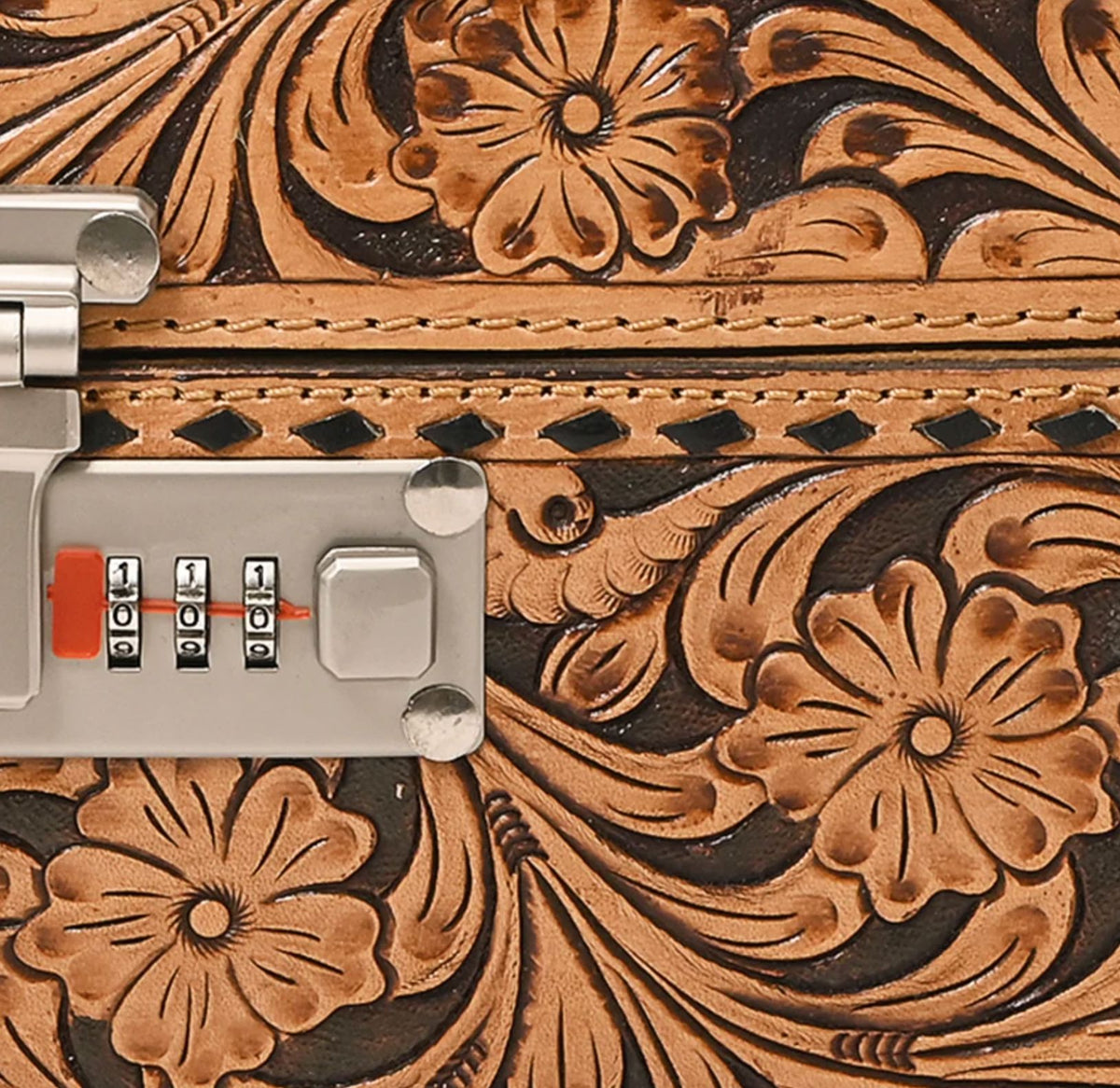 Tooled Leather/Lockable Jewelry/Accessory Case - ADBGA633
