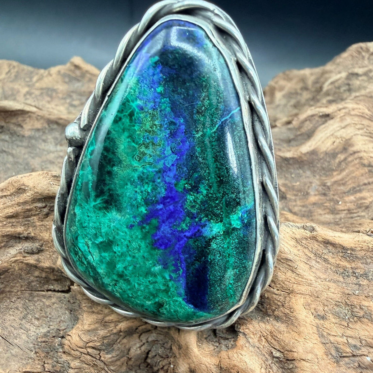 Triangular Malachite/Sterling Silver Ring - RMH218