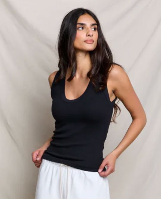 True Black Jordan Ribbed U-Neck Tank - JORTB