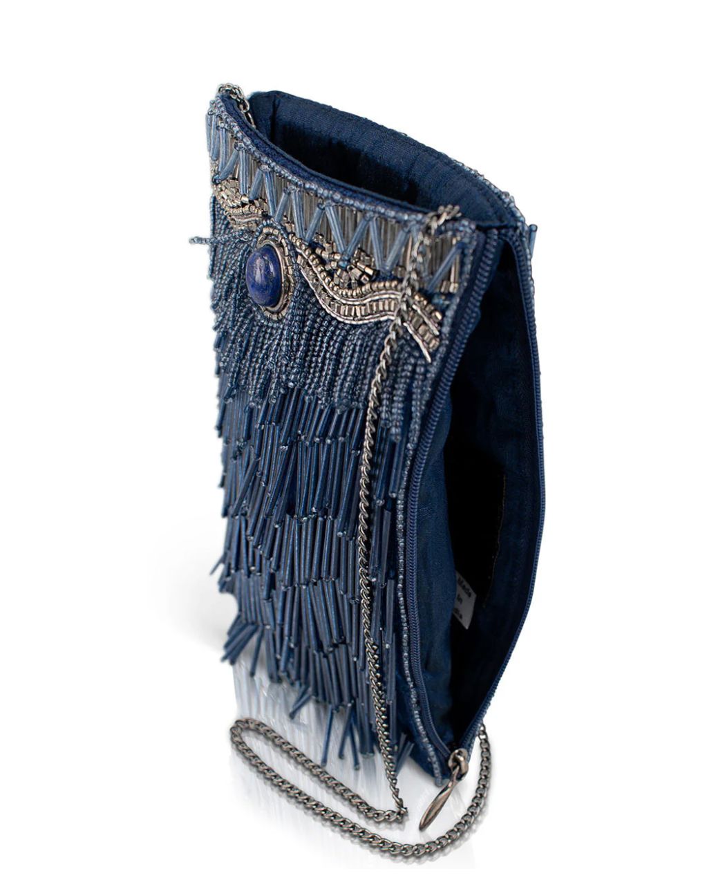 True Blue Beaded Crossbody Phone Bag - MFS002592