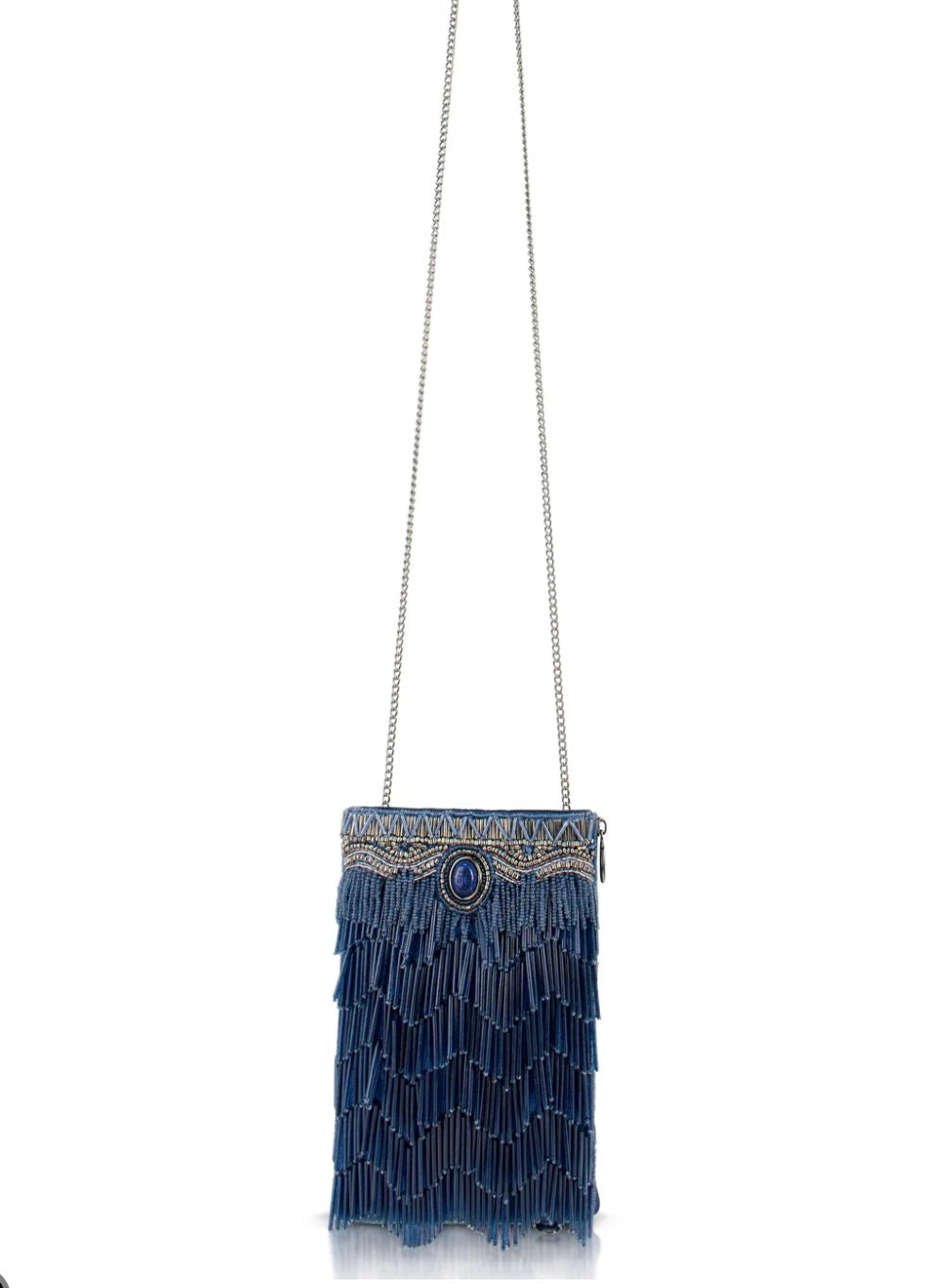 True Blue Beaded Crossbody Phone Bag - MFS002592