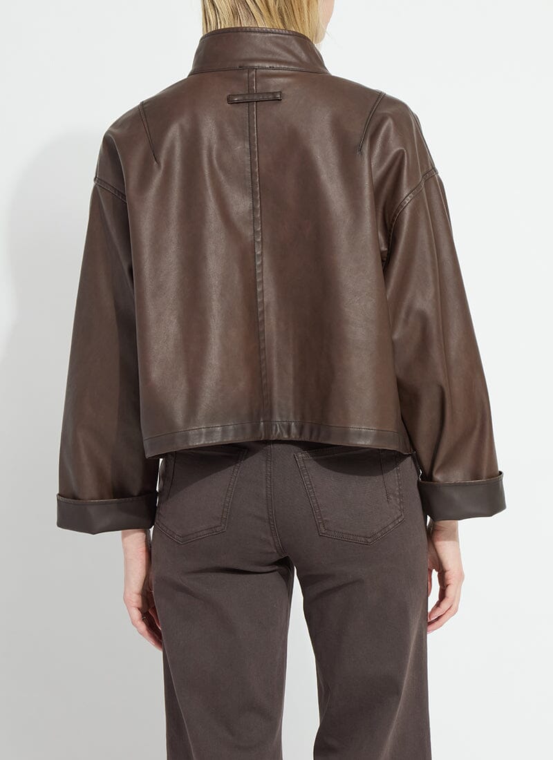 Truffle Oversized Washed Vegan Leather Jacket - 8261