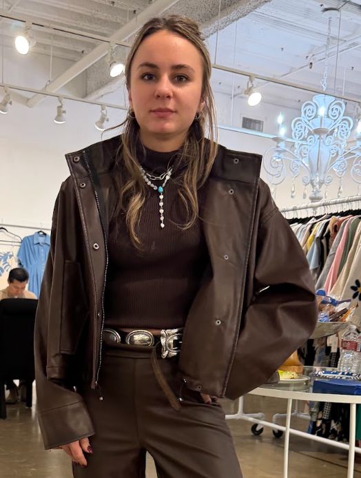 Truffle Oversized Washed Vegan Leather Jacket - 8261