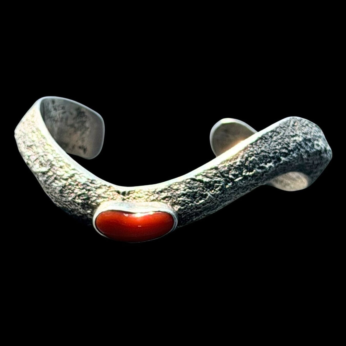 Tufa Cast Sterling Silver Red Coral Cuff - CMH261