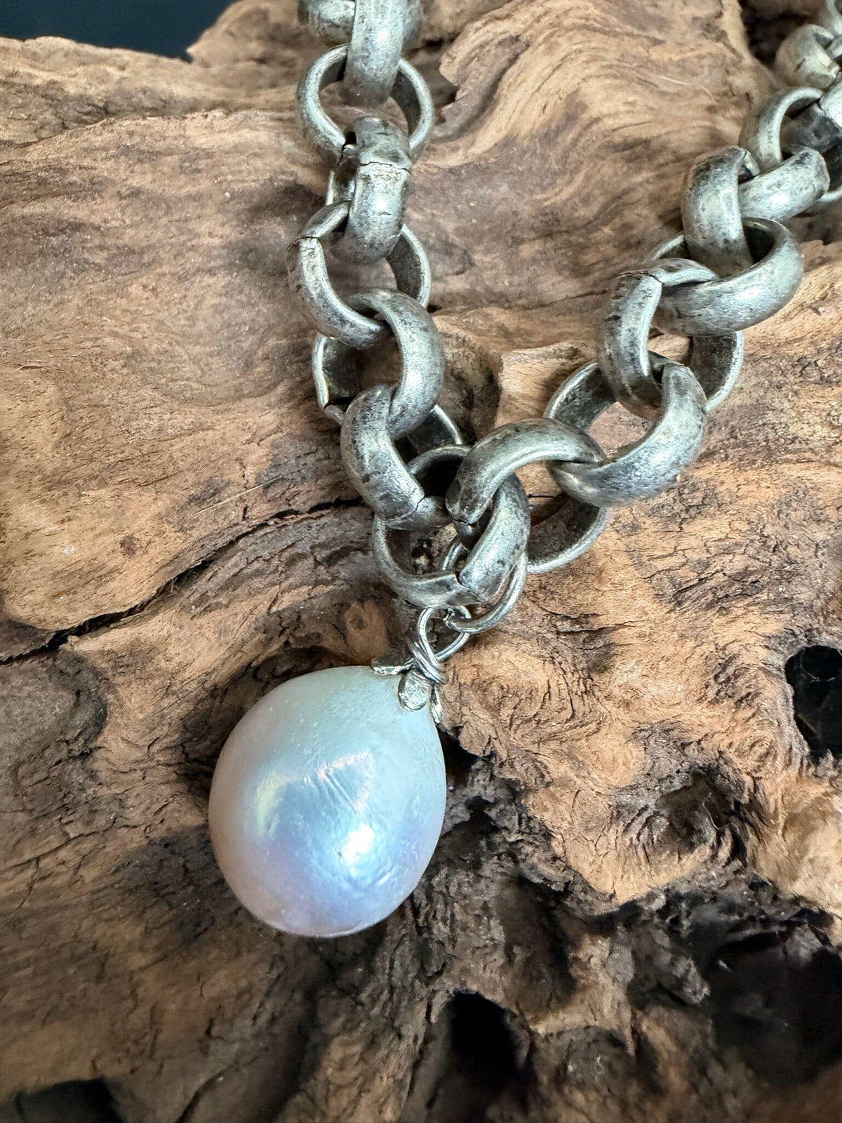 Turkish Silver Choker W/White Edison Pearl - GP154-01S