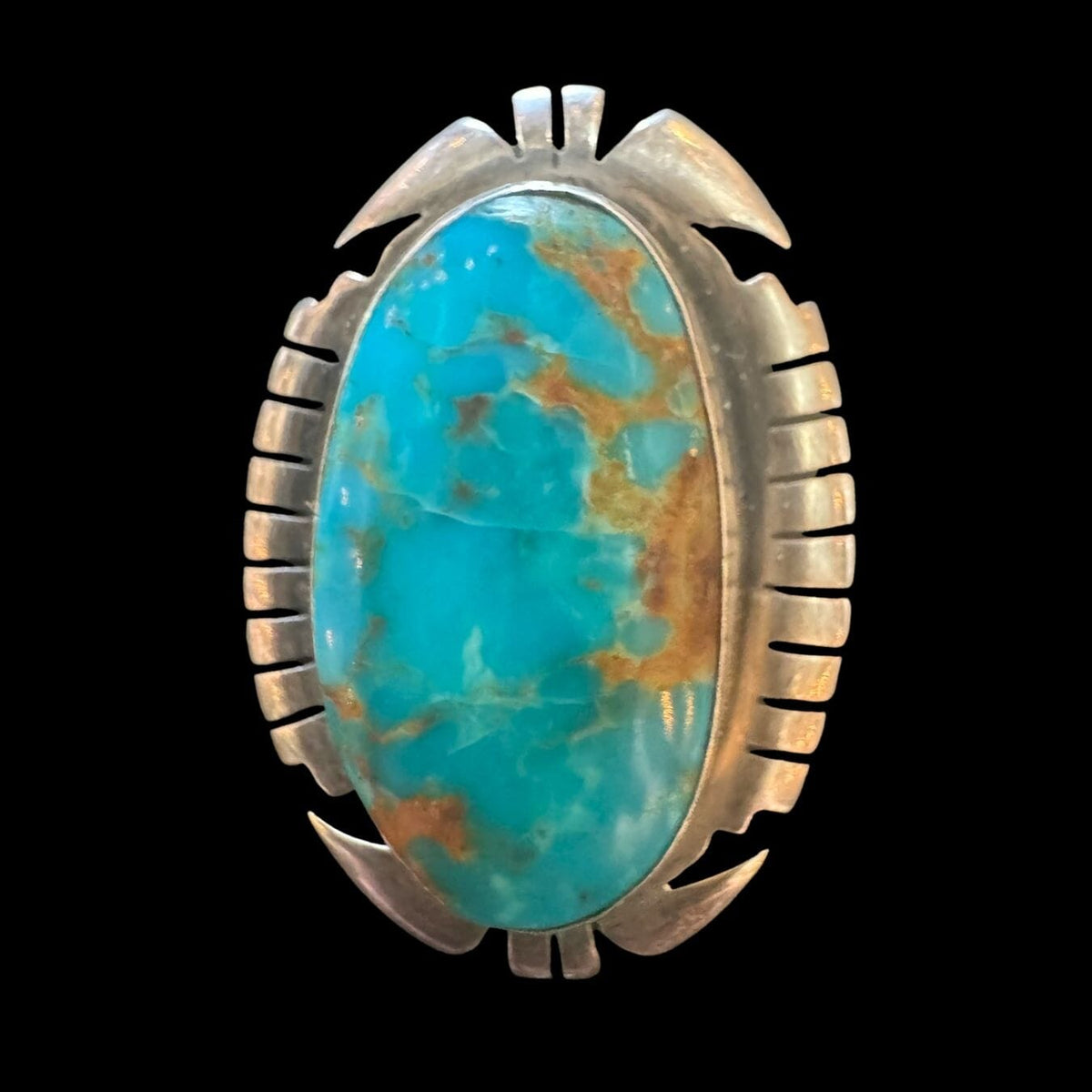 Turq Oval w/Sterling Stamped - Size 6 - RMH444