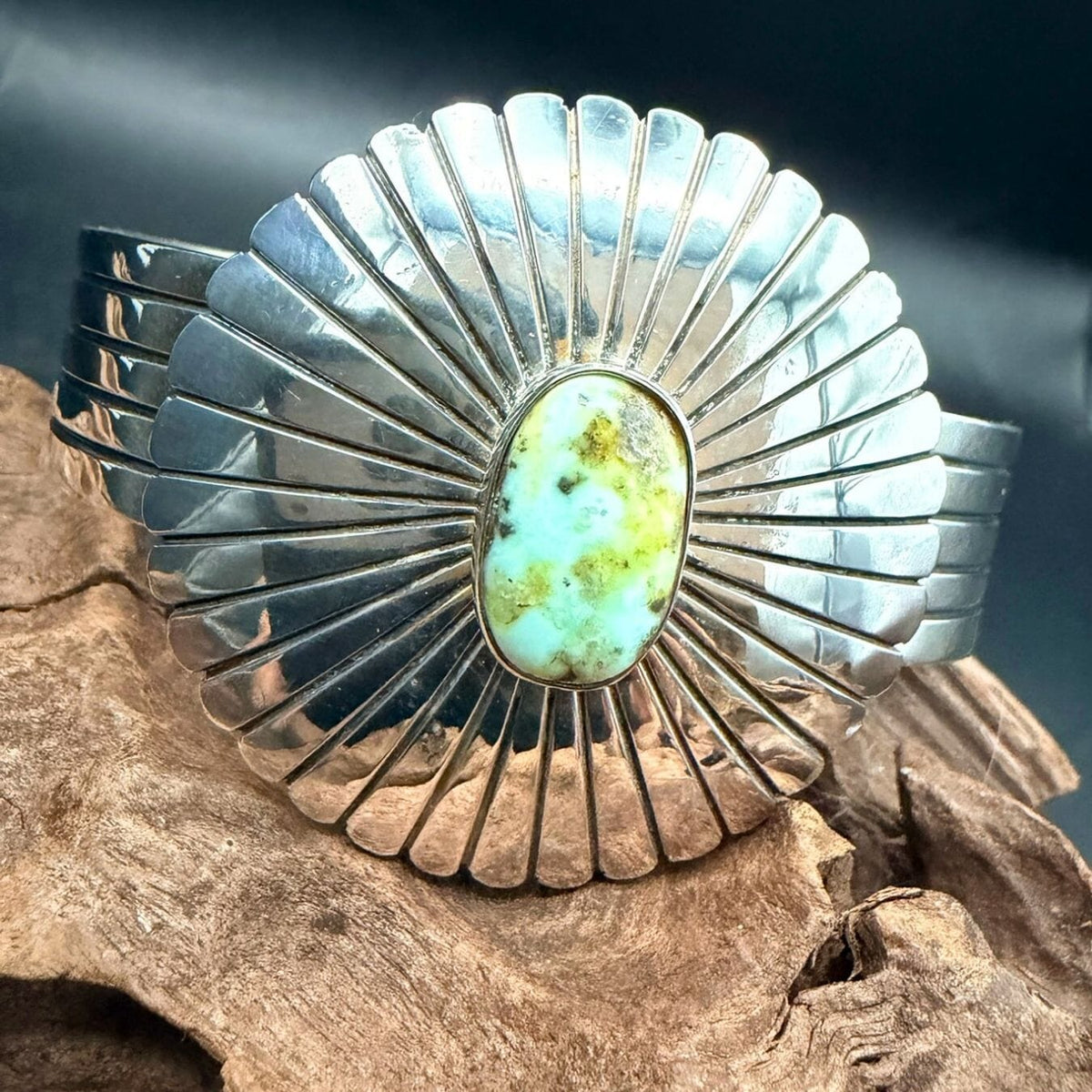Turquoise 1-Stone Sterling Rays Cuff - CSL26