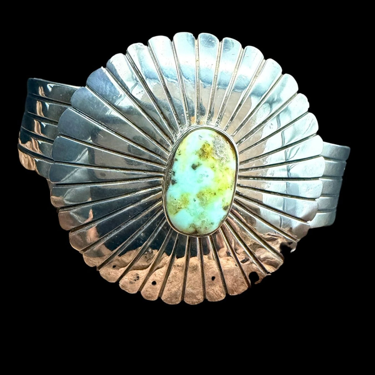 Turquoise 1-Stone Sterling Rays Cuff - CSL26
