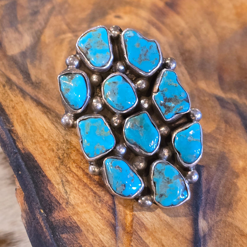 Turquoise 10-Stone Ring - Size 8-1/2 - RMH13