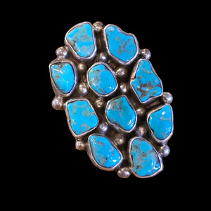 Turquoise 10-Stone Ring - Size 8-1/2 - RMH13