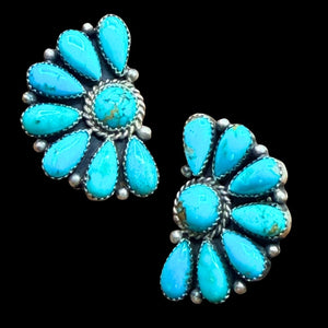 Turquoise 1/2 Cluster 8-Stone Earrings - ESL124