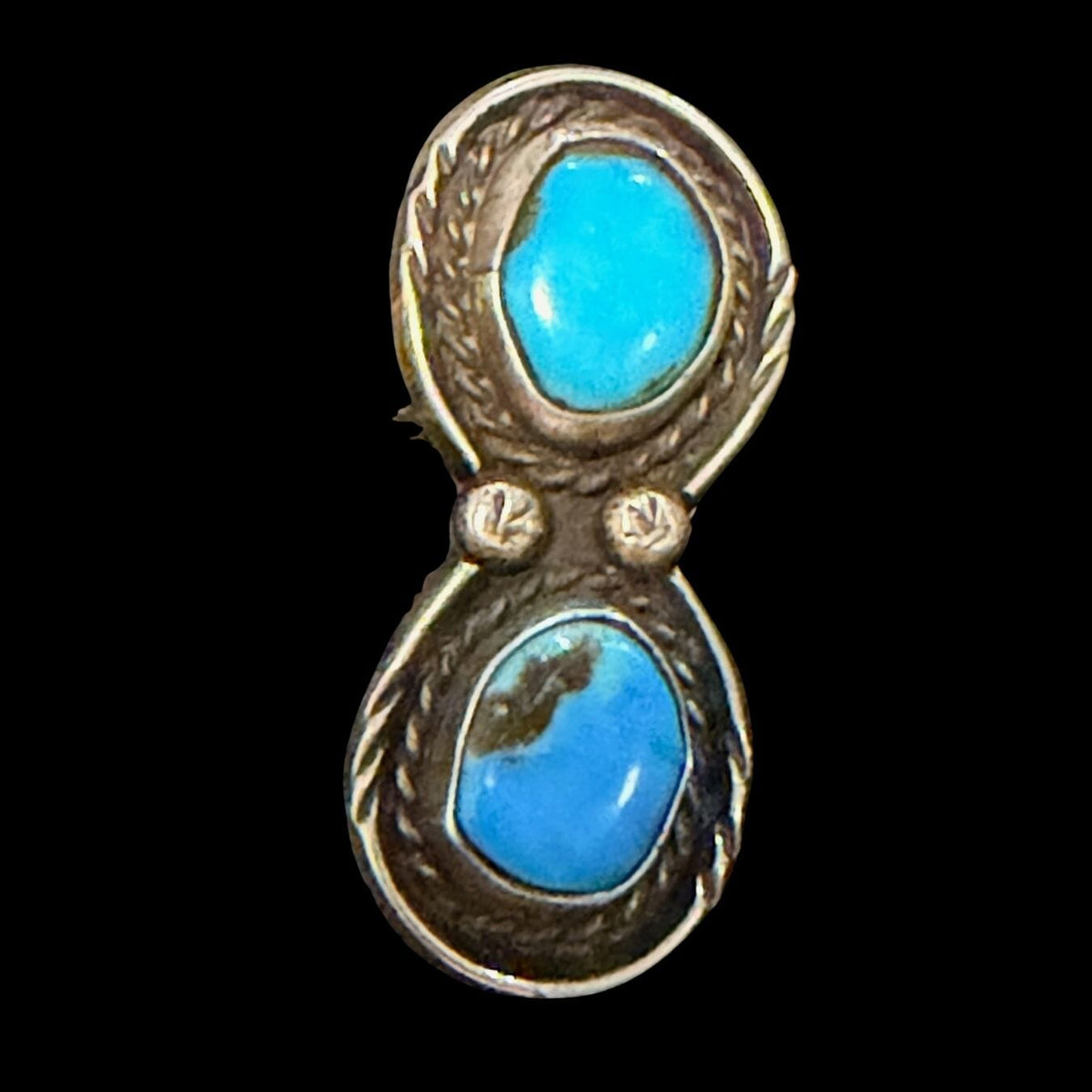 Turquoise 2-Stone / Sterling Ring - Size 7.5 - RMH361