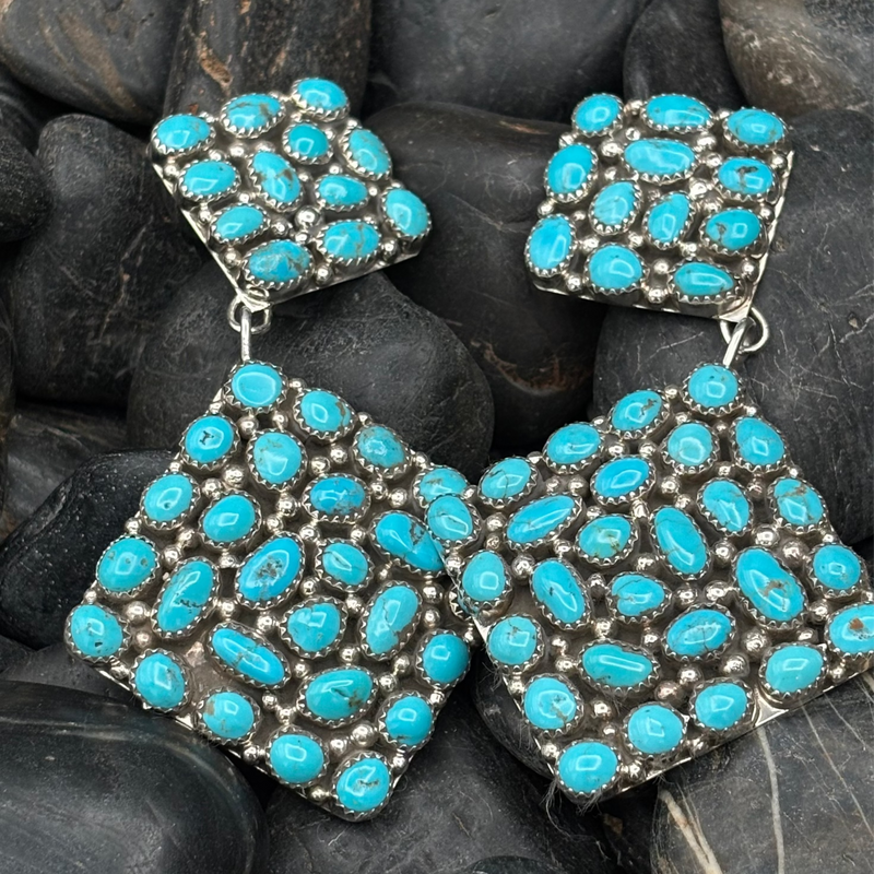 Turquoise 2 Tier Diamond Shape Earring - EAZ180