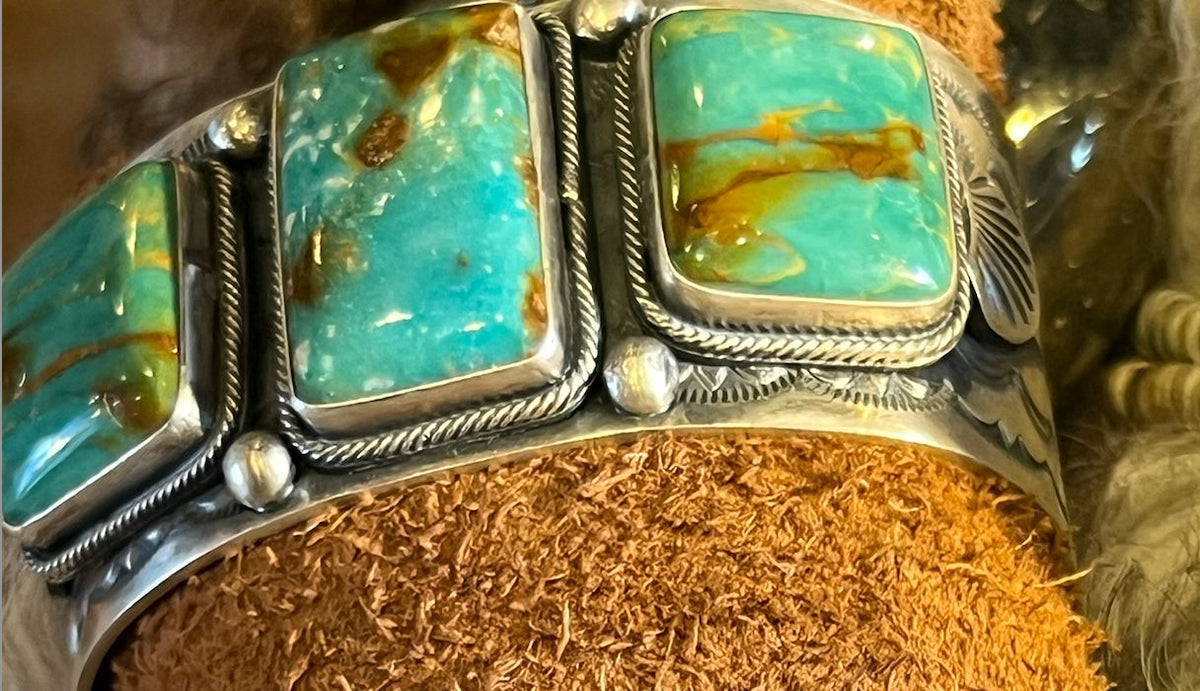 Turquoise 3 Stone Cuff - CSW33