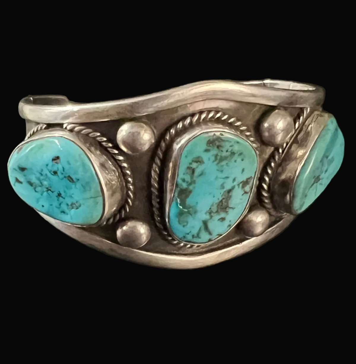 Turquoise 3 Stone/Sterling Cuff - CMH197