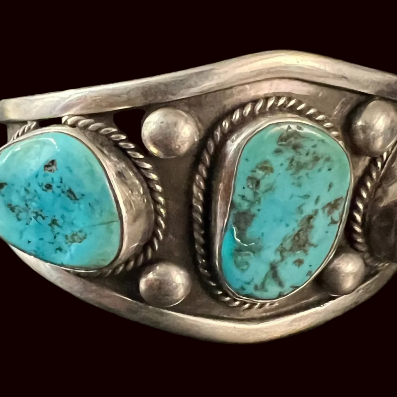 Turquoise 3 Stone/Sterling Cuff - CMH197