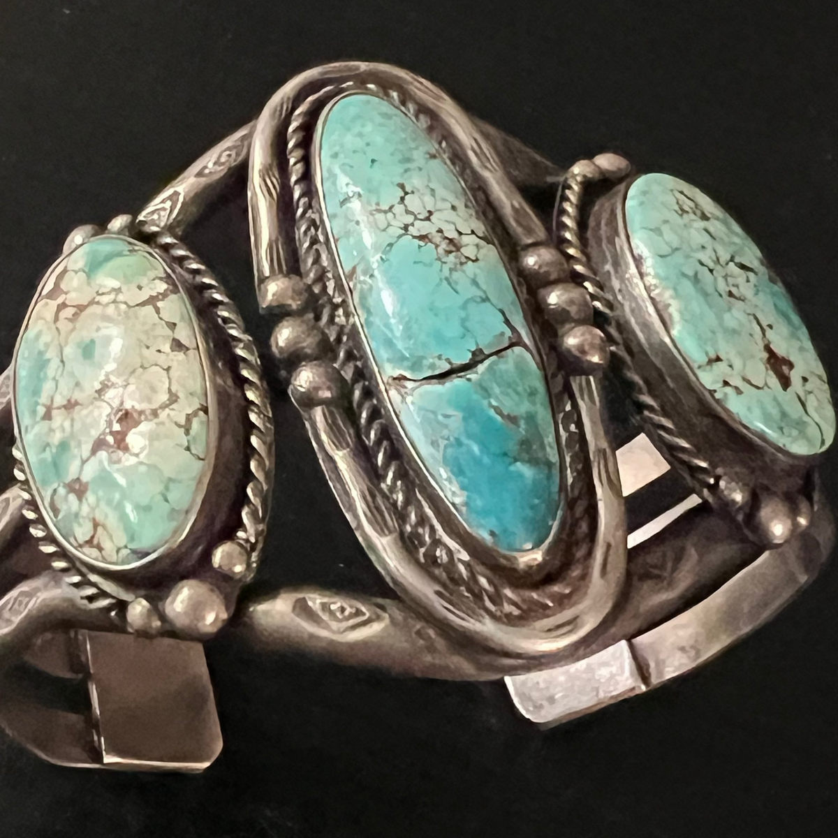 Turquoise 3 Stone/Sterling Silver Cuff - CMH198