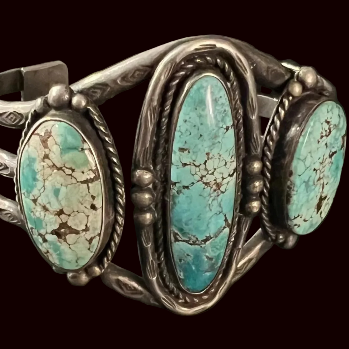 Turquoise 3 Stone/Sterling Silver Cuff - CMH198