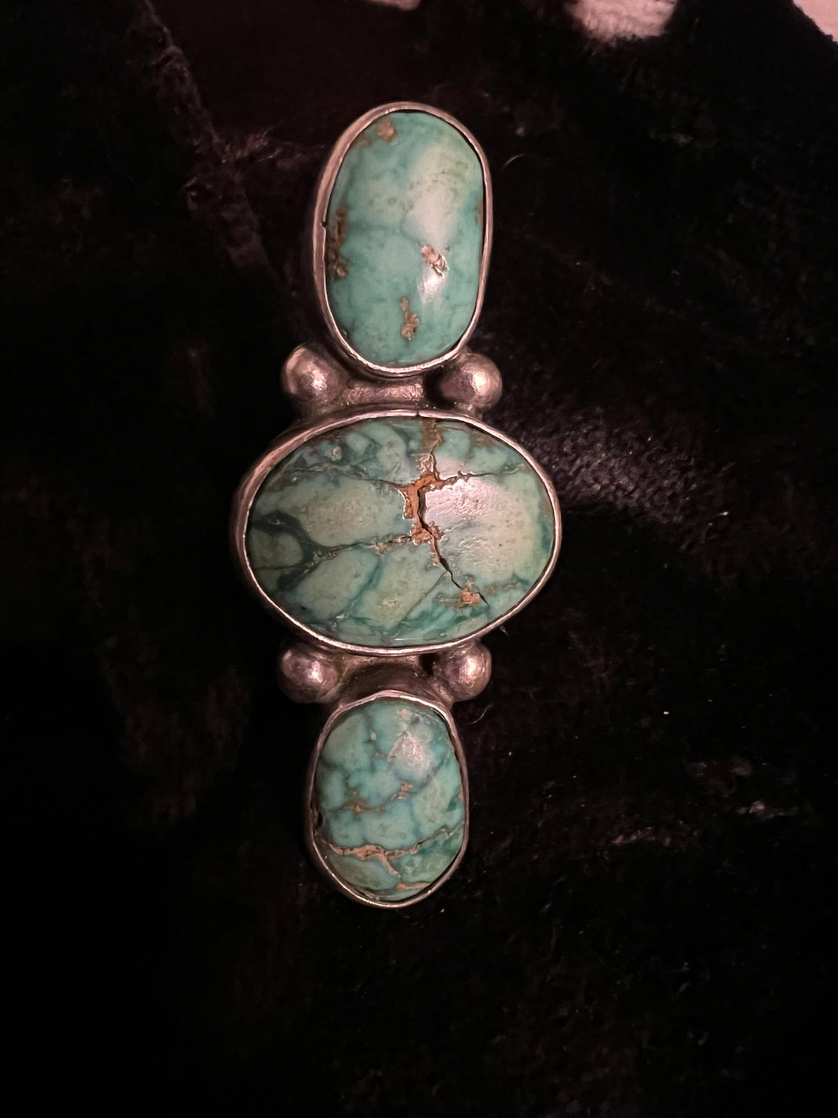 Turquoise 3 Stone/Sterling Silver Ring - RMH228